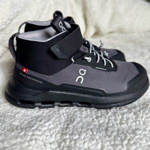 On Running Kids Black and Gray Sneakers with Durable Sole Size 11